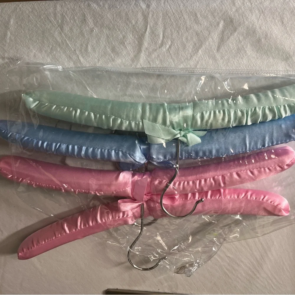 Satin Padded Hangers in Pink, Purple, and Blue